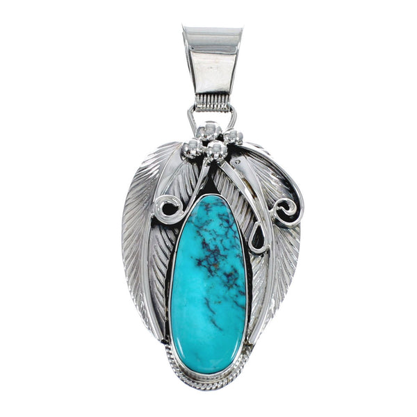 Turquoise Leaf Sterling Silver Native American Pendant JX126360